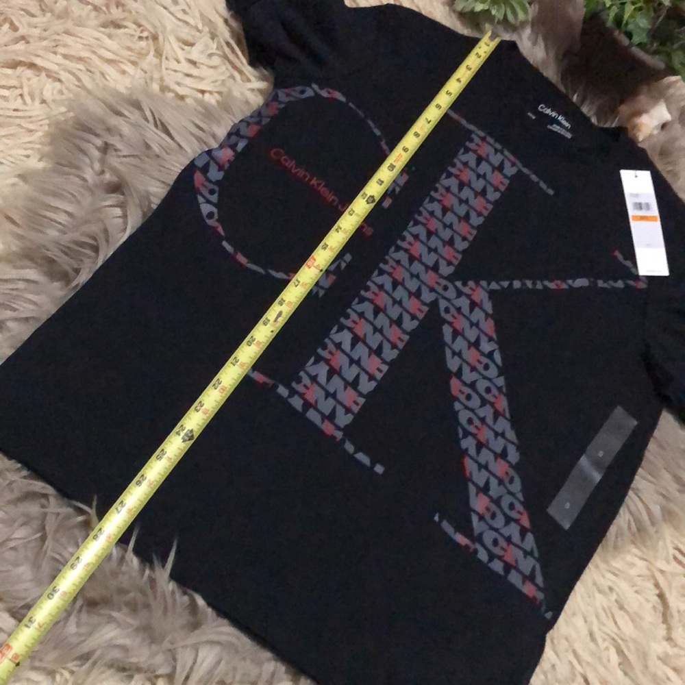 NWT-Calvin Klein Mens Short Sleeve T-Sz S-Cotton-Full Front Logo-Black/Gray/Red - Picture 7 of 10
